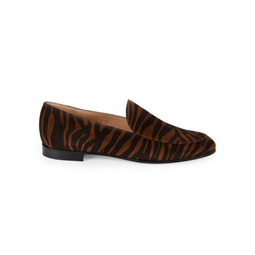 Tiger Print Suede Loafers