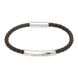 Brown Braided Leather Bracelet 241262M142000