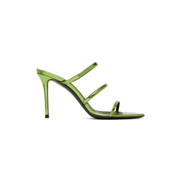 Green Metallic Heeled Sandals 231266F125036