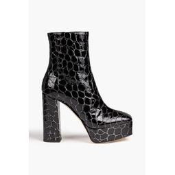 Morgana croc-effect leather platform ankle boots