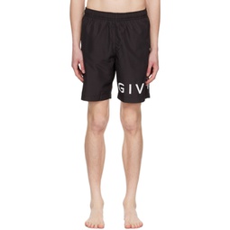 Black Printed Swim Shorts 231278M208003