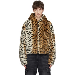 Beige Leopard Faux-Fur Jacket 232278M180002