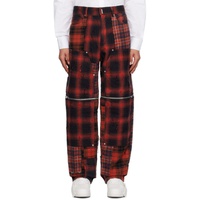 Red & Black Two-In-One Trousers 232278M191005