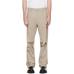 Beige Destroyed Trousers 231278M191018