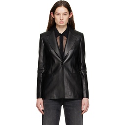 Black Single-Button Leather Jacket 231278F064000