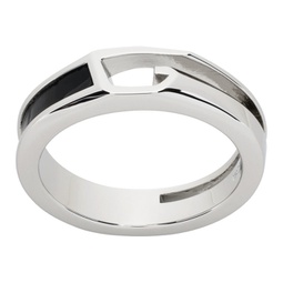 Silver & Black Giv Cut Ring 232278M147013