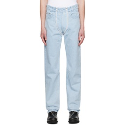 Blue Double Zip Jeans 231979M186004