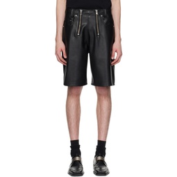 Black Zoran Faux-Leather Shorts 241979M193000