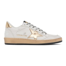 White & Gold Ball Star Sneakers 241264F128070