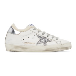SSENSE Exclusive White & Silver Super-Star Shearling Sneakers 221264F128004