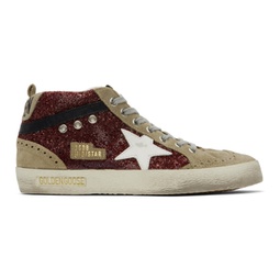 Taupe & Burgundy Mid Star Sneakers 232264F127012