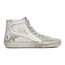White & Gray Slide Sneakers 231264F127025