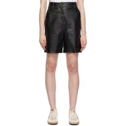 Black Four-Pocket Leather Shorts 231264F088000