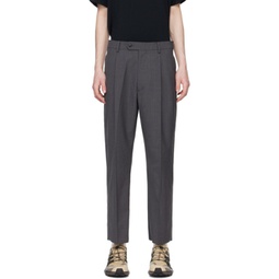 Gray One Tuck Trousers 241493M191003