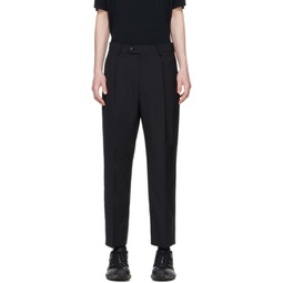 Black One Tuck Trousers 241493M191004