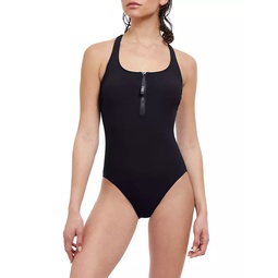 Quarter-Zip One-Piece Swimsuit