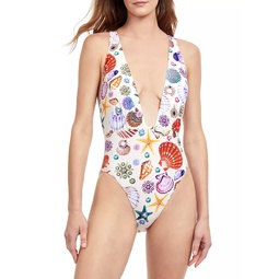White Sands Deep Plunge One-Piece Swimsuit