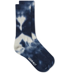 Gramicci Tie Dye Crew Socks Blue & White