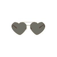 Gold Heart Metal Sunglasses 241451F005036