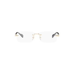 Gold   Black Rimless Rectangle Glasses 241451F004006