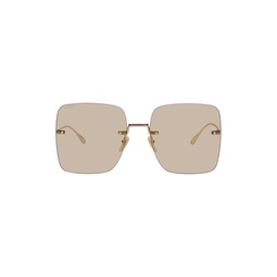 Gold Oversized Square Rimless Sunglasses 241451F005045