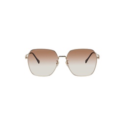 Gold Oversize Square Frame Sunglasses 241451F005050