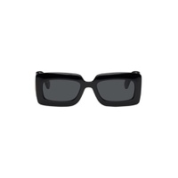 Black Thick Rectangular Injection Sunglasses 241451F005060