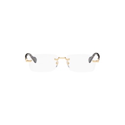 Gold   Black Rectangular Glasses 241451M133024
