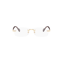 Gold   Burgundy Rectangular Glasses 241451M133023