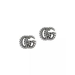 Stud Earrings In Aged Sterling Silver With Double G Motif