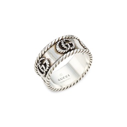 Ring In Aged Sterling Silver With Double G Detail