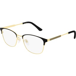 Gucci GG 0609OK 001 Black Gold Metal Square Eyeglasses 52mm
