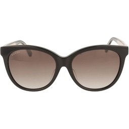 Gucci Fashion GG 0081SK Sunglasses 001 Black Grey Gradient Lens