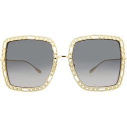 Gucci Square/Rectangle Sunglasses Gold Gold Grey Luxury Eyewear Made In Japan Metal Frame Designer Fashion for Everyday Luxury