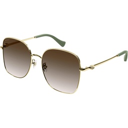 Gucci GG1143S 002 Gold/Brown Square Womens Sunglasses