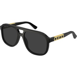 Gucci GG1188S 001 Black/Grey Pilot Polarized Unisex Sunglasses