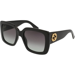 Gucci Square Sunglasses GG0141SN 001 Black/Gold 53mm 0141