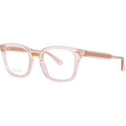 Gucci GG0184O 013 Transparent Pink Square Unisex Eyeglasses