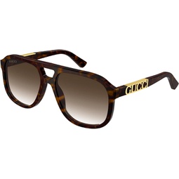 Gucci GG1188S 003 Havana/Brown Pilot Unisex Sunglasses