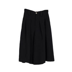 pleated wide-leg culottes in black polyester
