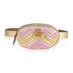 metallic gold & pink matelasse marmont belt bag