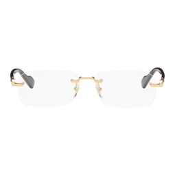 Gold & Black Rectangular Glasses 241451M133024