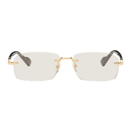 Gold & Black Rimless Sunglasses 241451M134038