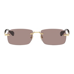 Gold & Tortoiseshell Rimless Sunglasses 241451M134040