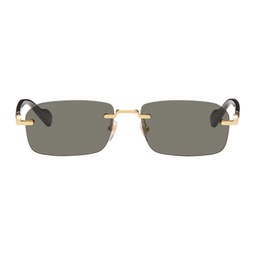 Black & Gold Rimless Sunglasses 241451M134041
