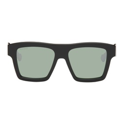 Black & Green Square Sunglasses 241451M134000