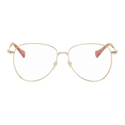 Gold Aviator Glasses 241451M134007