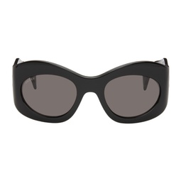 Black Wrapped Oval Sunglasses 241451M134008