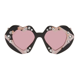 Black & Pink Heart Sunglasses 232451M134076