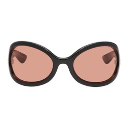 Black Oversized Oval Sunglasses 232451F005049